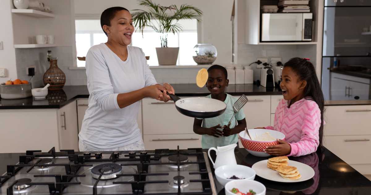 Family pancakes on propane