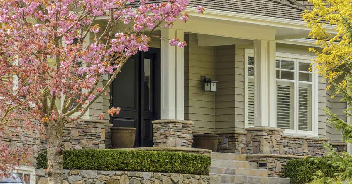 entrance of a house over outdoor landscape